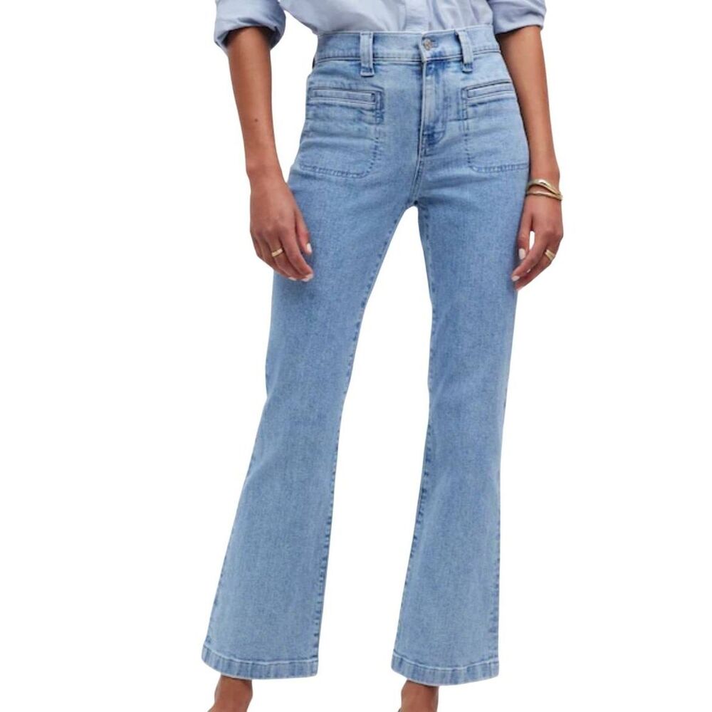 Madewell Jeans Women's 27 Blue Kick Out Crop Stretch Penman Wash Bootcut